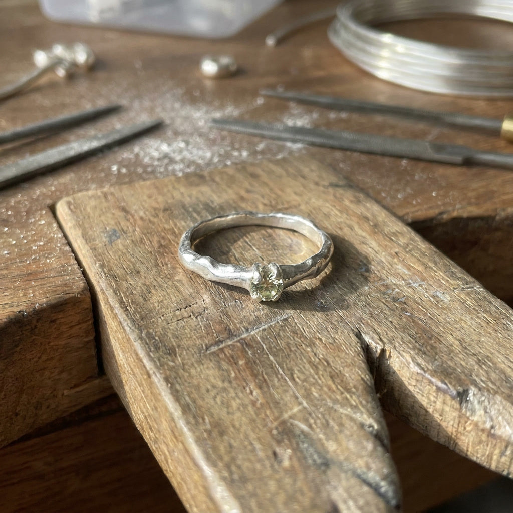 Solitaire Molten Ring