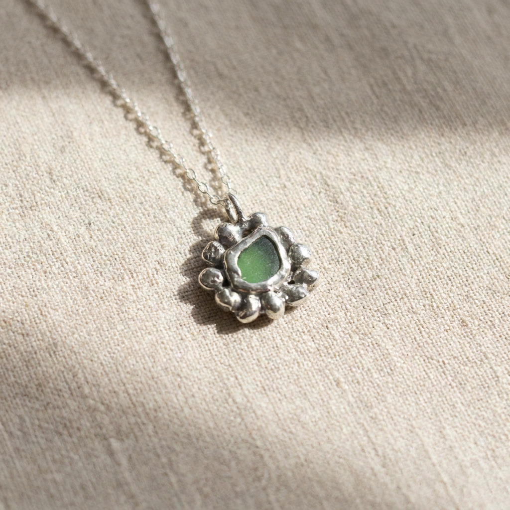 Green Seaglass Necklace, One of a Kind