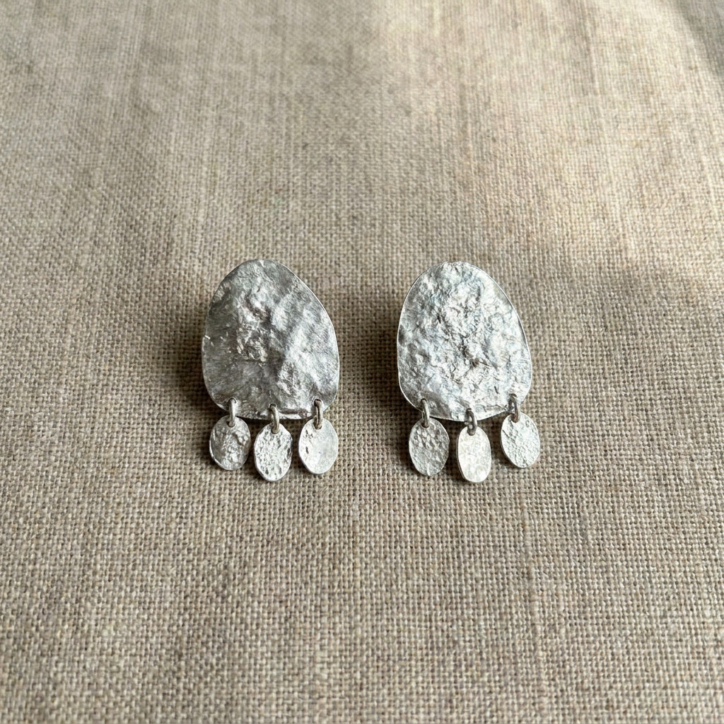Reticulated Silver Drop Earrings