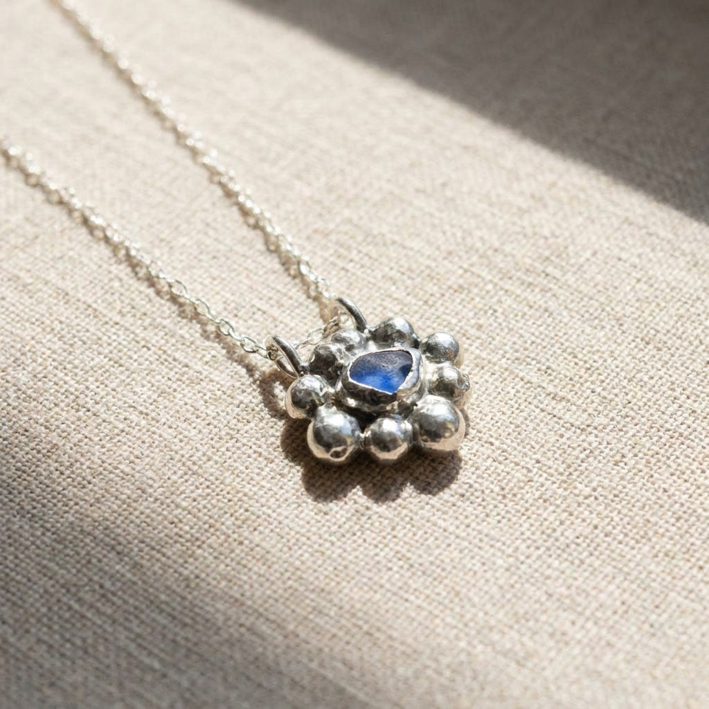 Blue Seaglass Necklace, One of a Kind