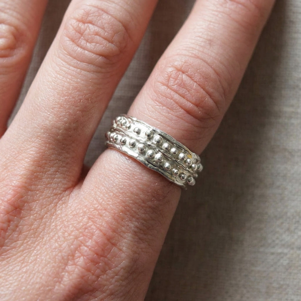 Chunky Dotted Statement Ring Sterling Silver