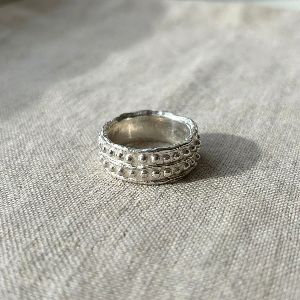 Chunky Dotted Statement Ring Sterling Silver