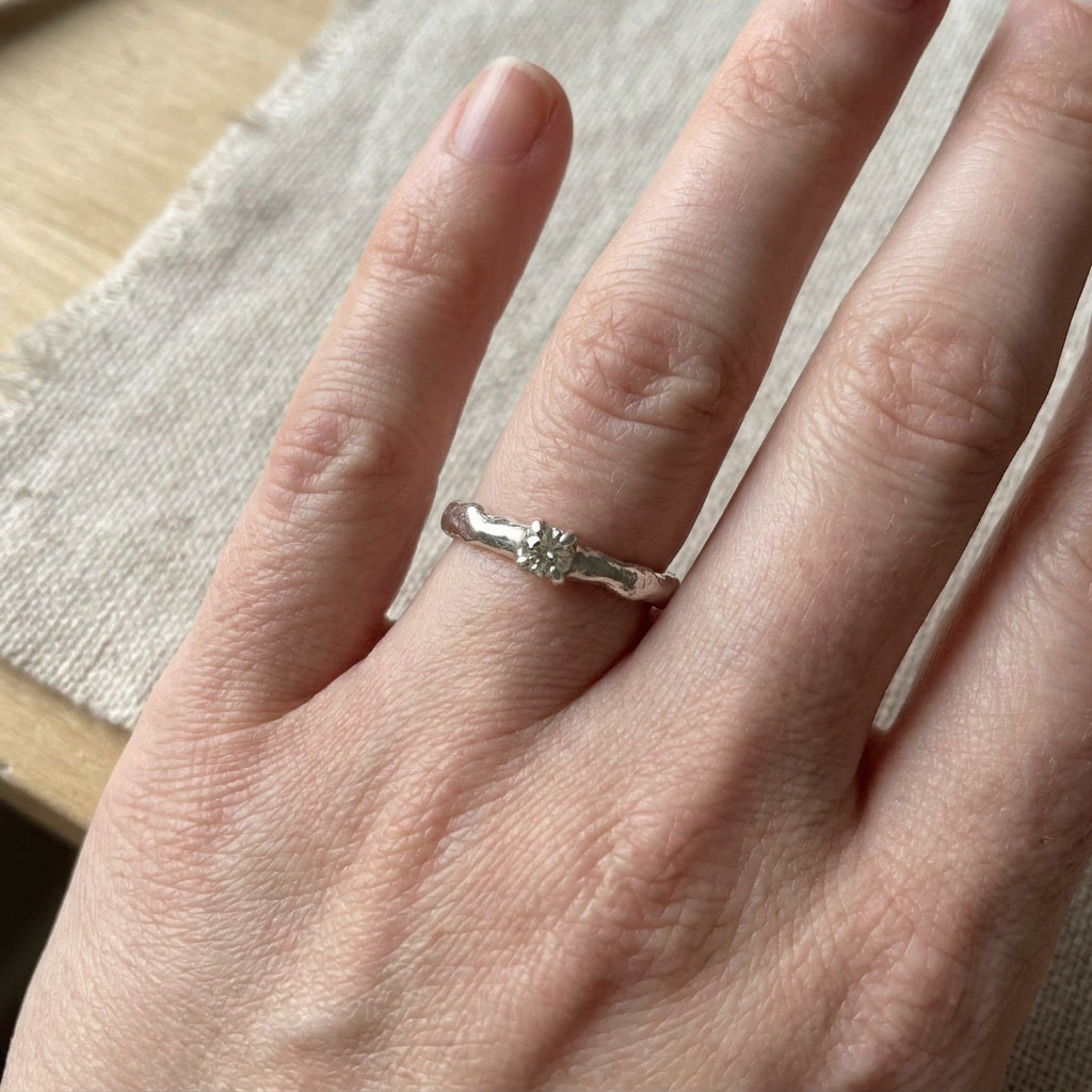 Solitaire Molten Ring