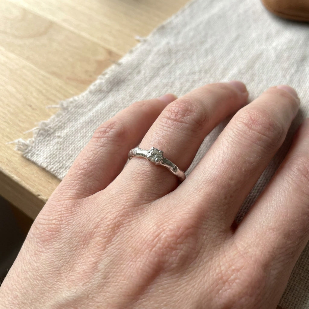 Solitaire Molten Ring
