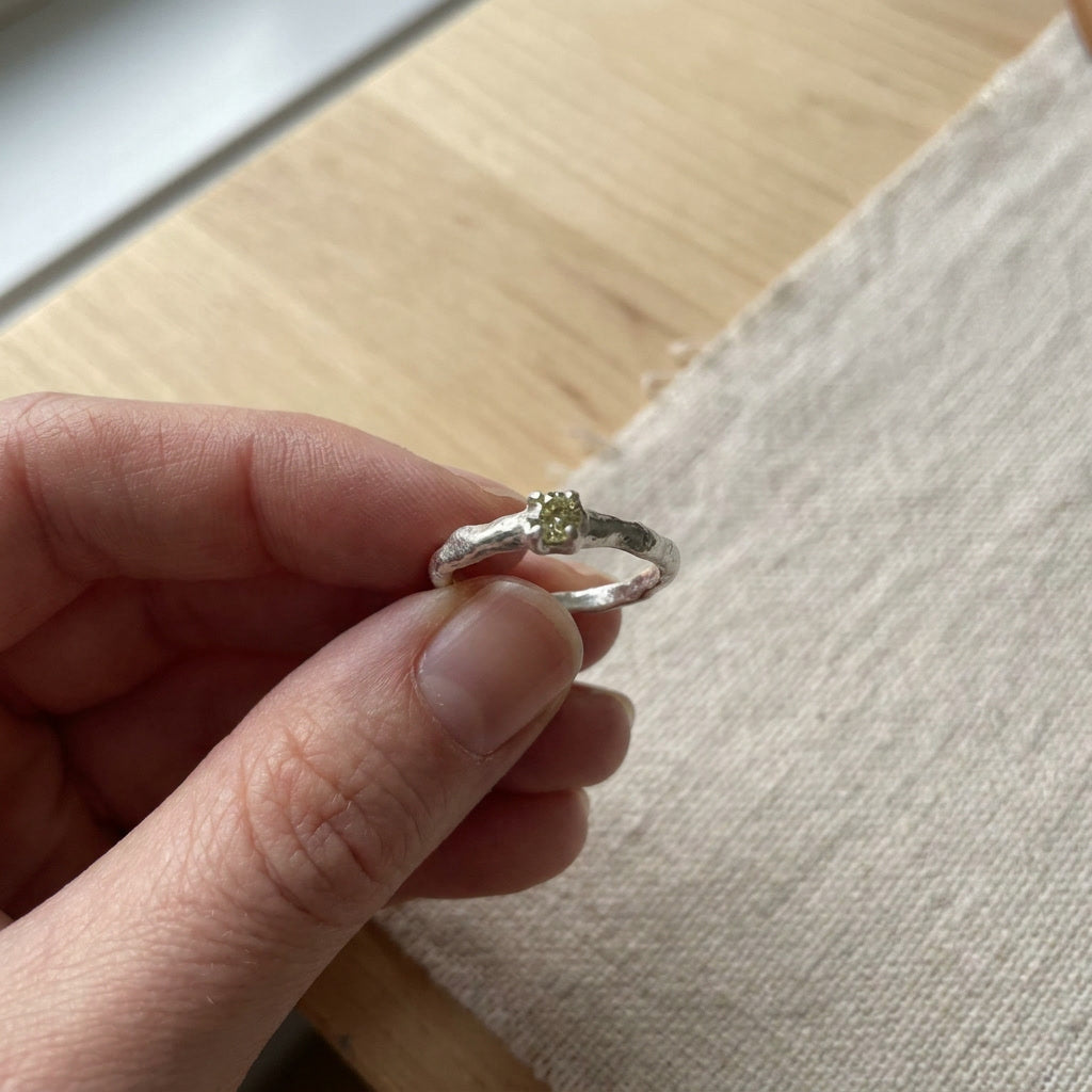 Solitaire Molten Ring