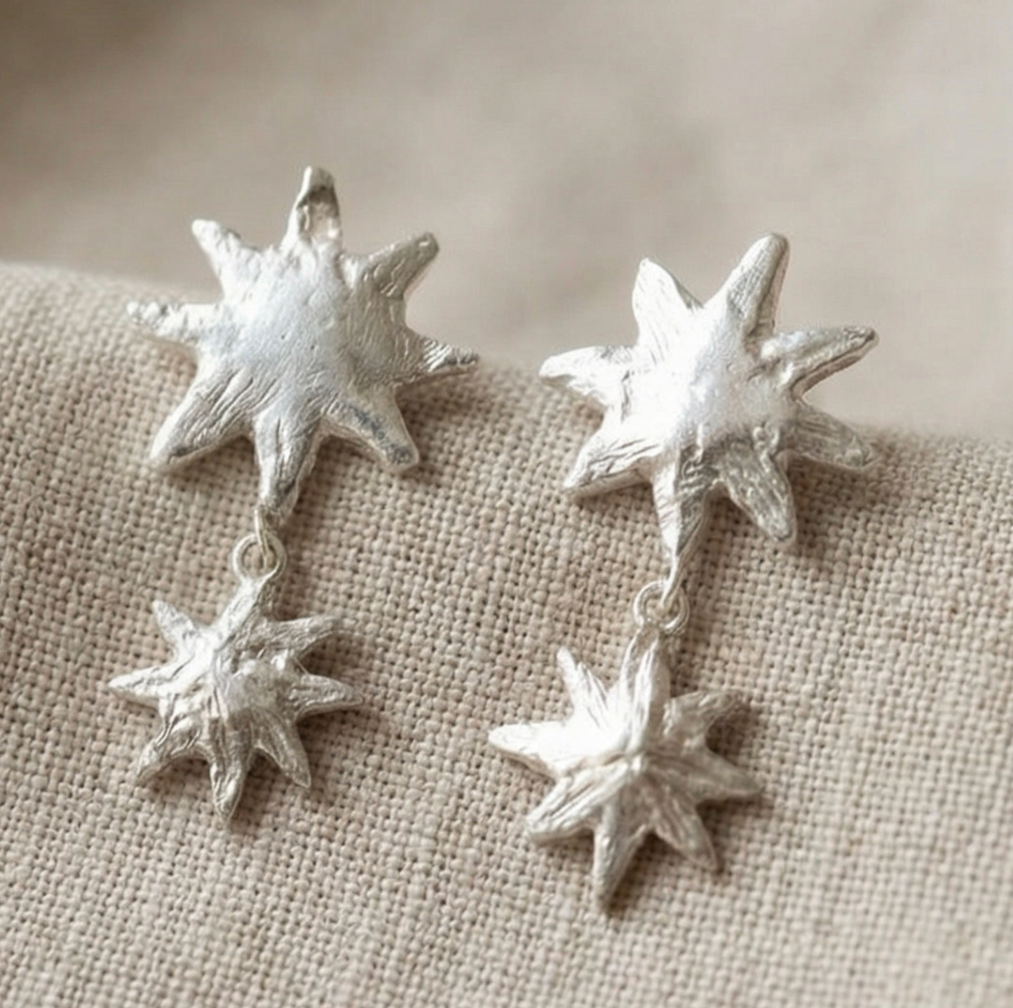 Star Burst Drop Stud Earrings