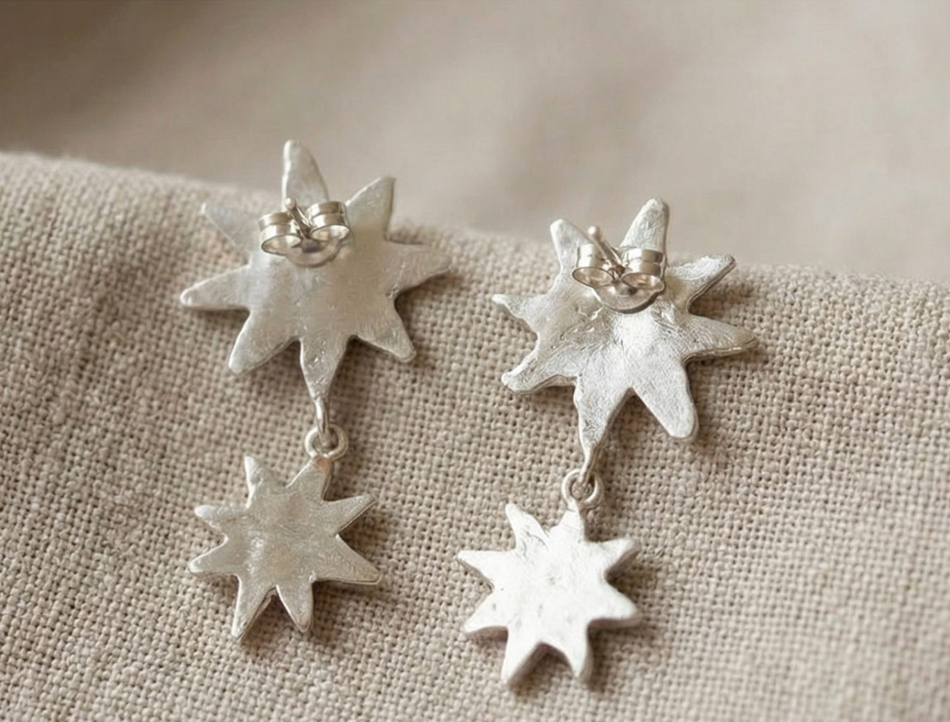 Star Burst Drop Stud Earrings