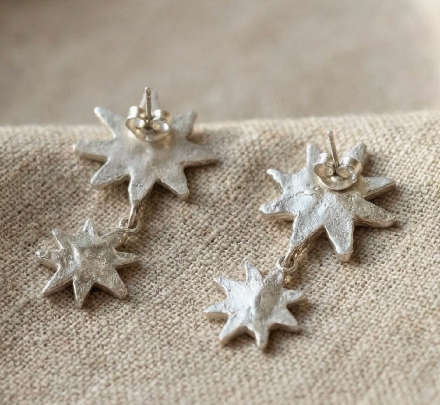 Star Burst Drop Stud Earrings