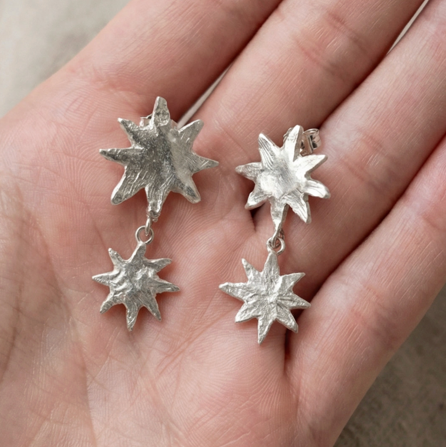 Star Burst Drop Stud Earrings