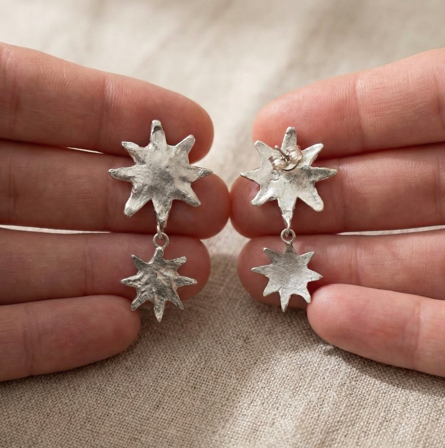 Star Burst Drop Stud Earrings