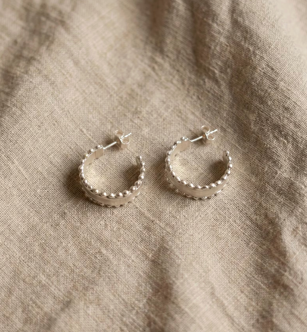 Dotted Wide Band Hoop Earrings