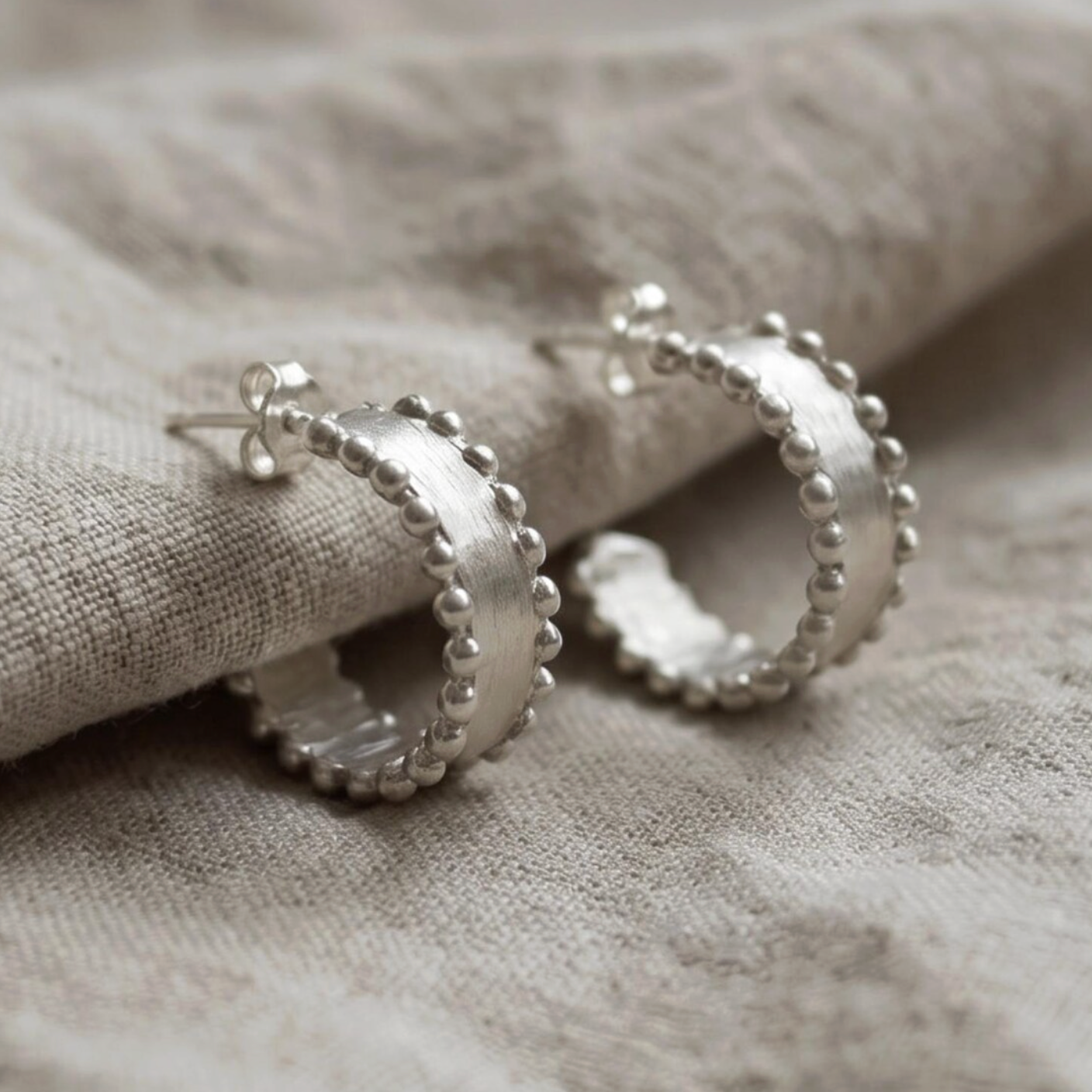 Dotted Wide Band Hoop Earrings