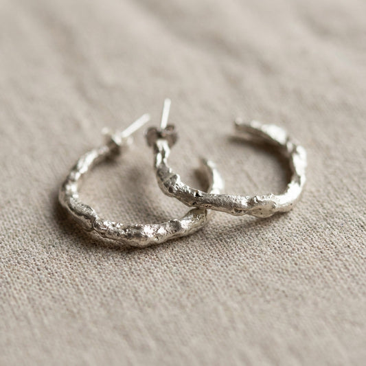 Molten Sterling Silver Hoops