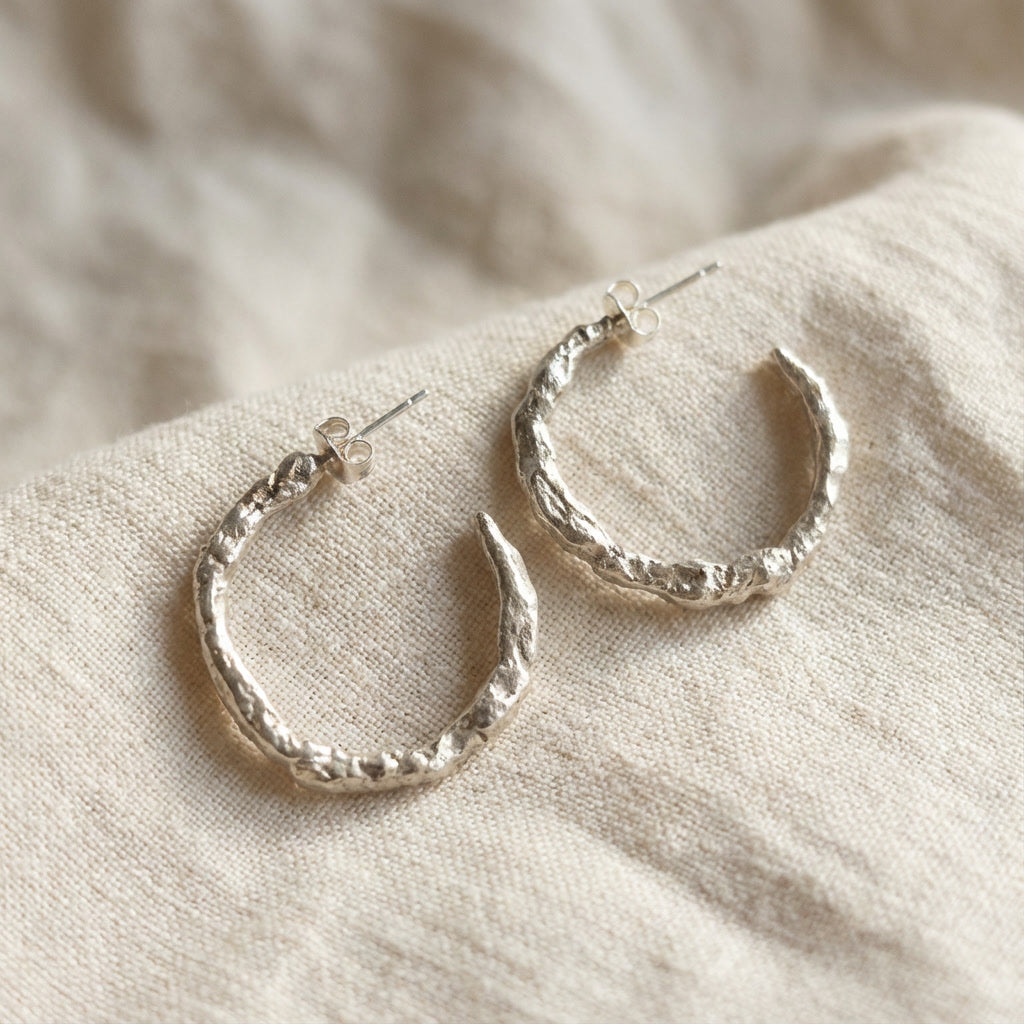 Molten Sterling Silver Hoops