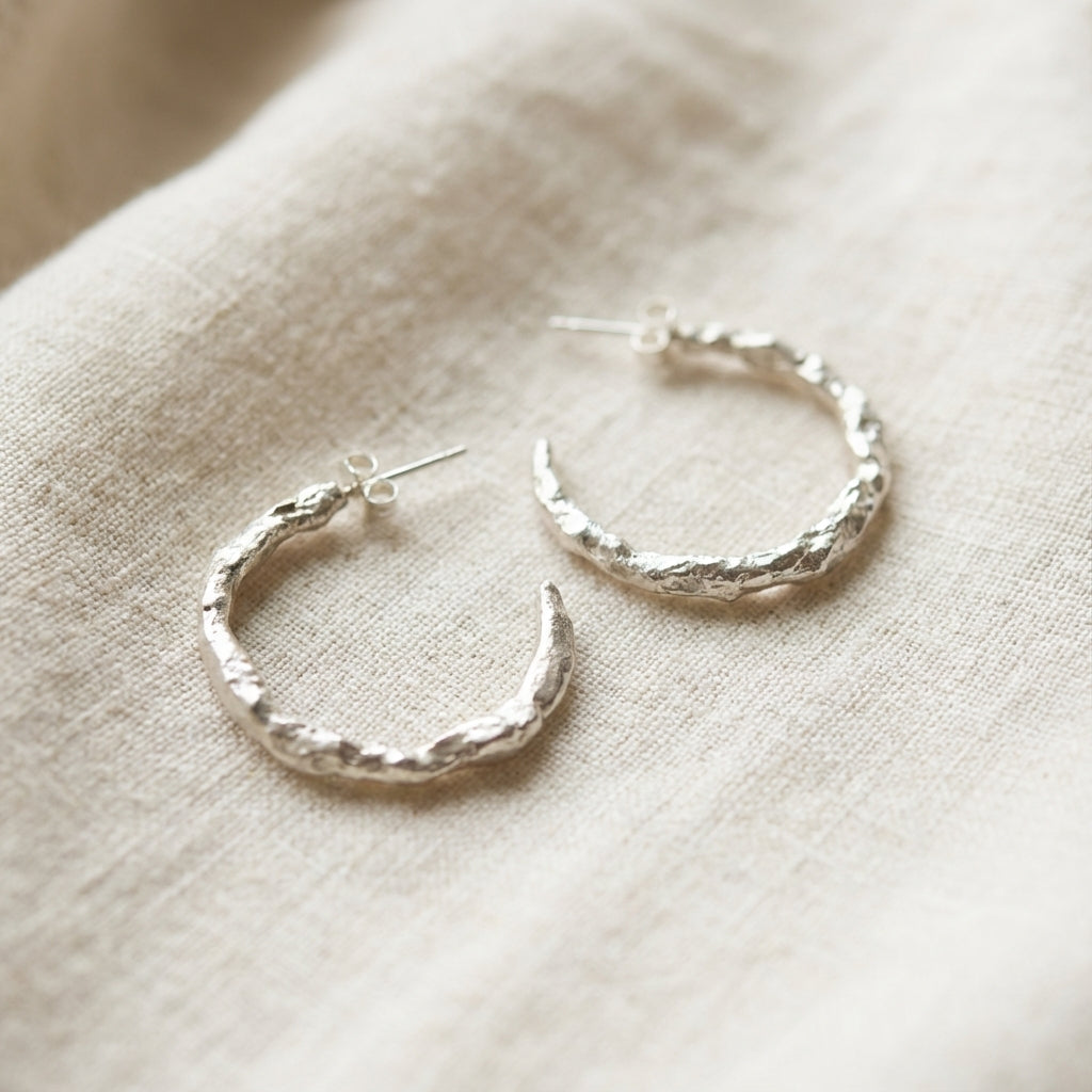 Molten Sterling Silver Hoops