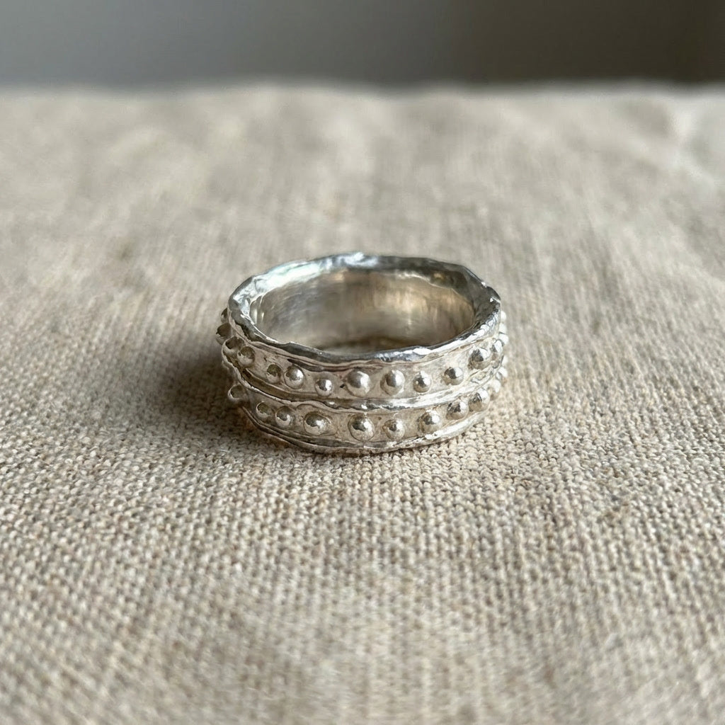 Chunky Dotted Statement Ring Sterling Silver