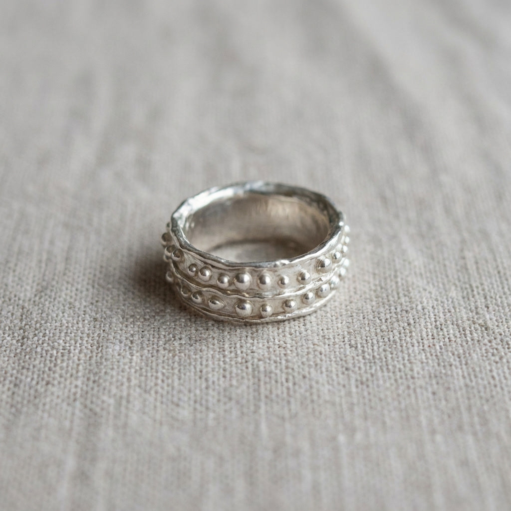Chunky Dotted Statement Ring Sterling Silver