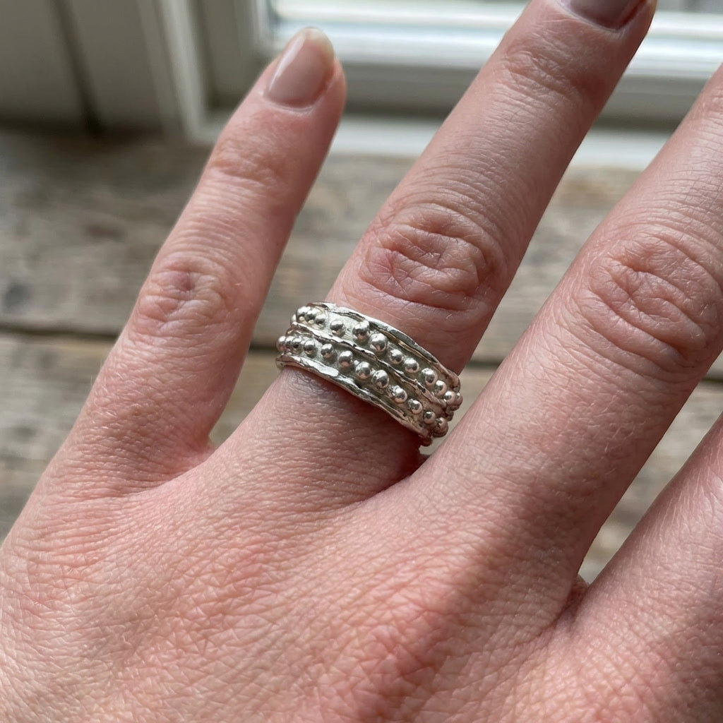 Chunky Dotted Statement Ring Sterling Silver