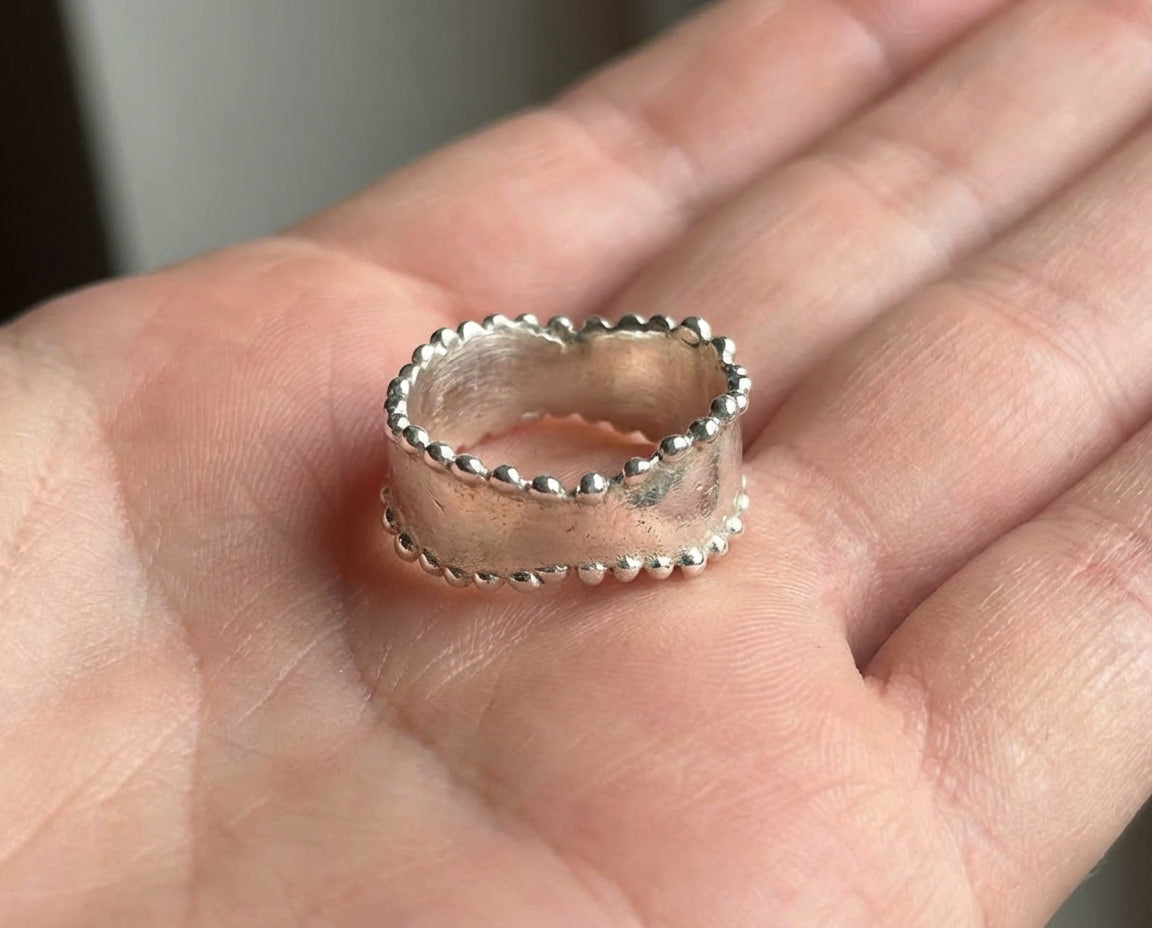 Wide Dotted Band Ring