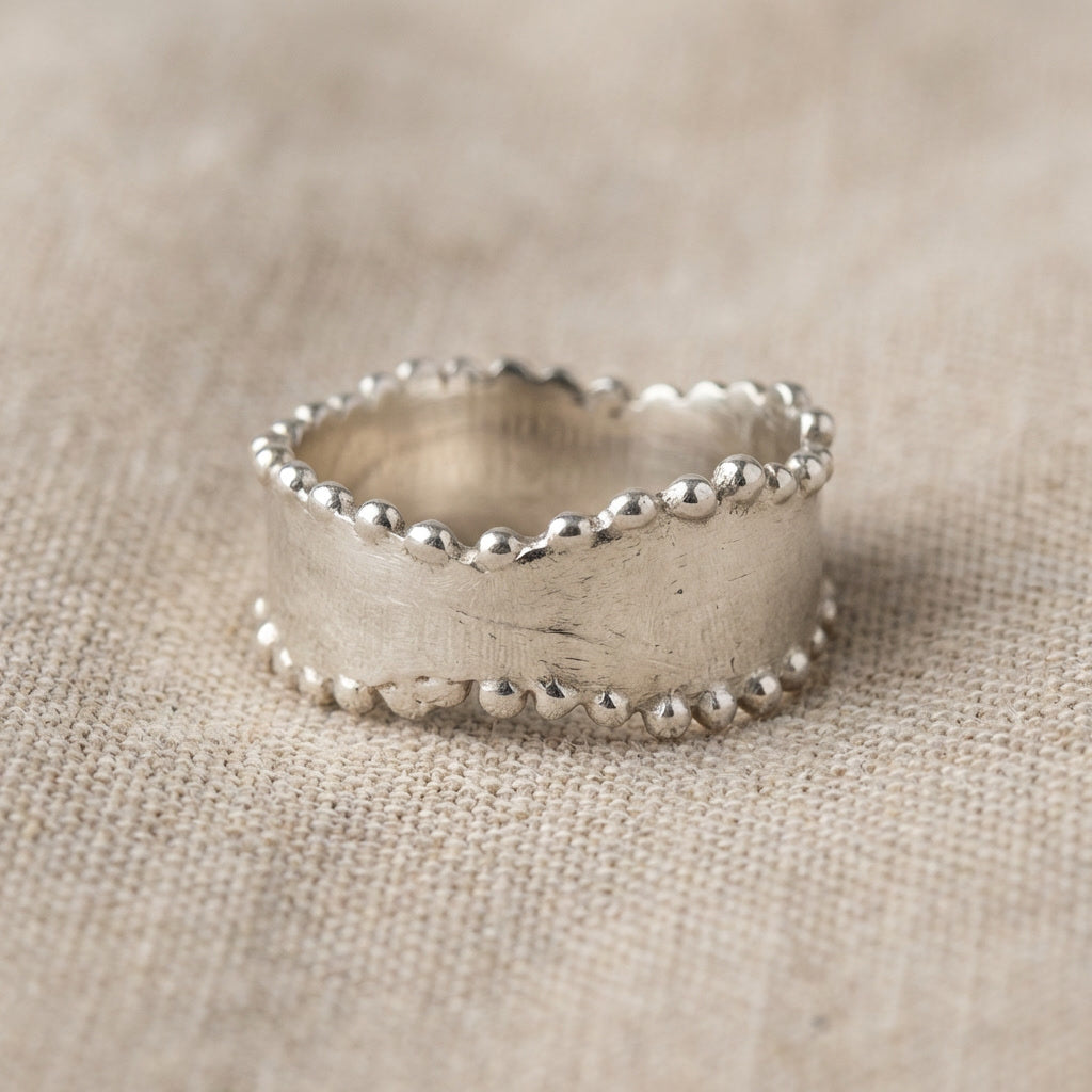 Wide Dotted Band Ring