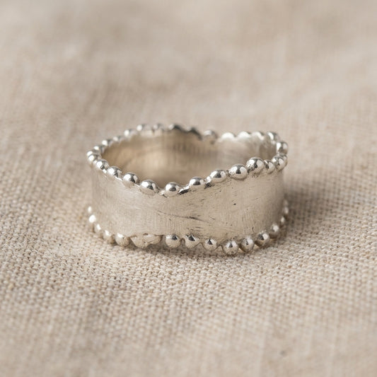 Wide Dotted Band Ring