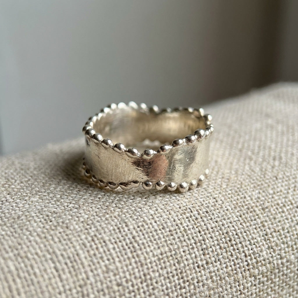 Wide Dotted Band Ring