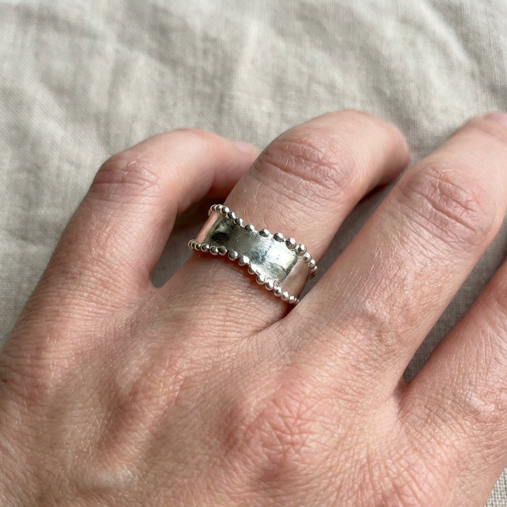 Wide Dotted Band Ring
