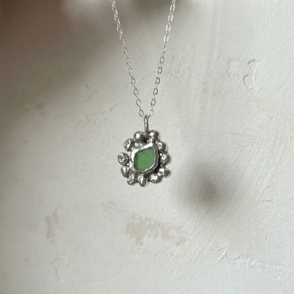 Green Seaglass Necklace, One of a Kind