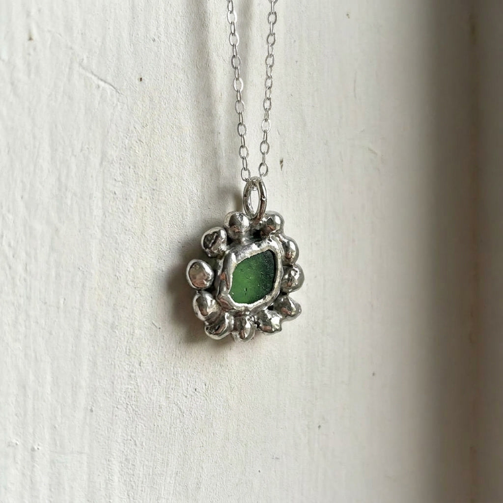 Green Seaglass Necklace, One of a Kind
