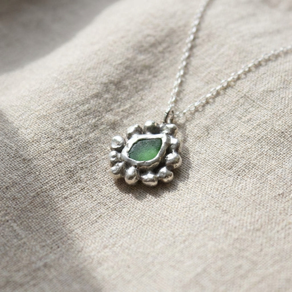 Green Seaglass Necklace, One of a Kind