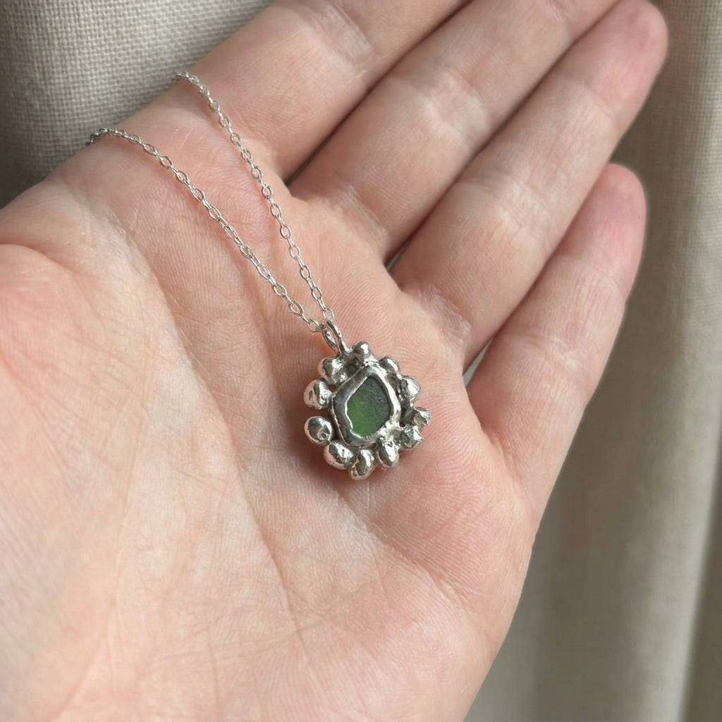 Green Seaglass Necklace, One of a Kind