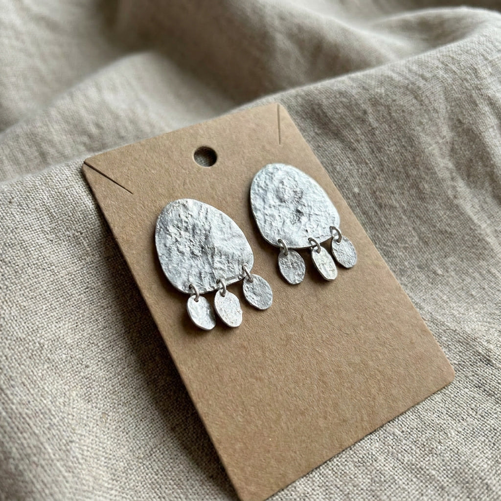 Reticulated Silver Drop Earrings