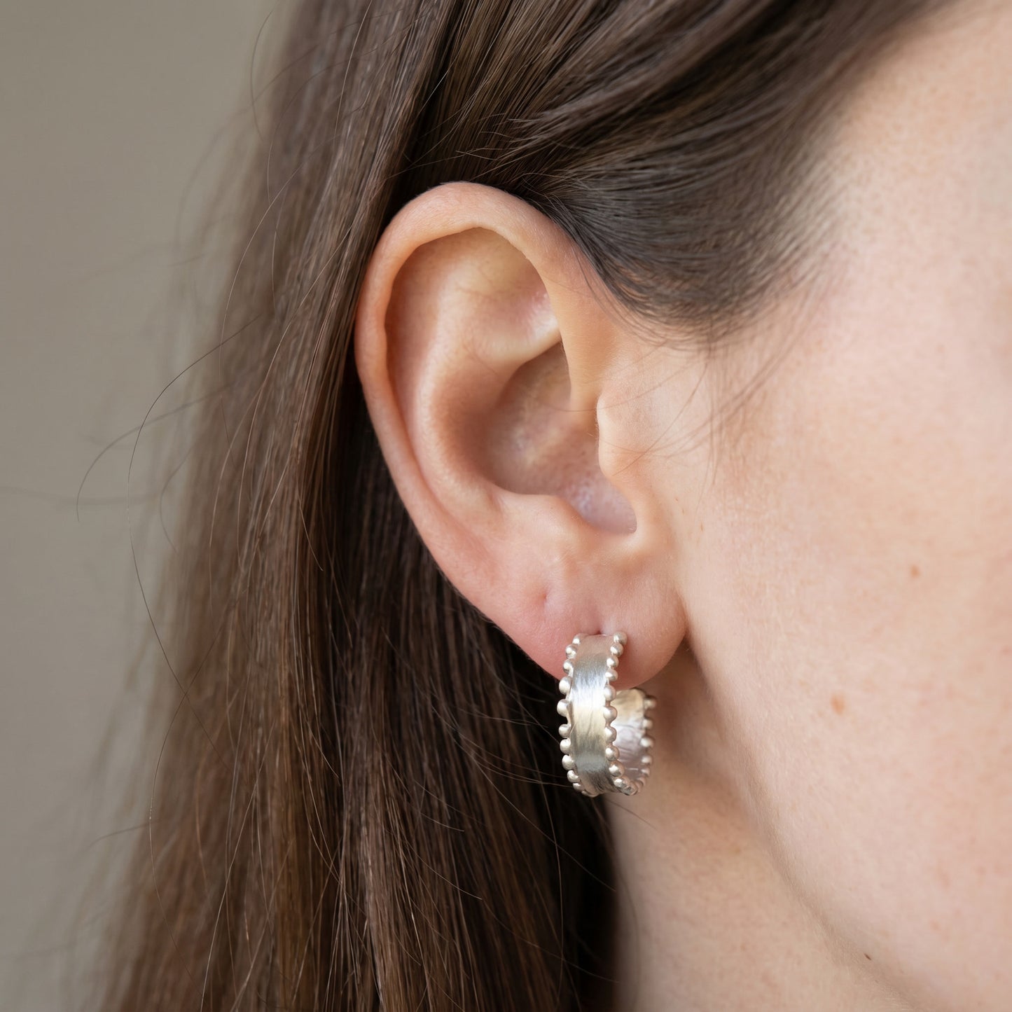 Dotted Wide Band Hoop Earrings