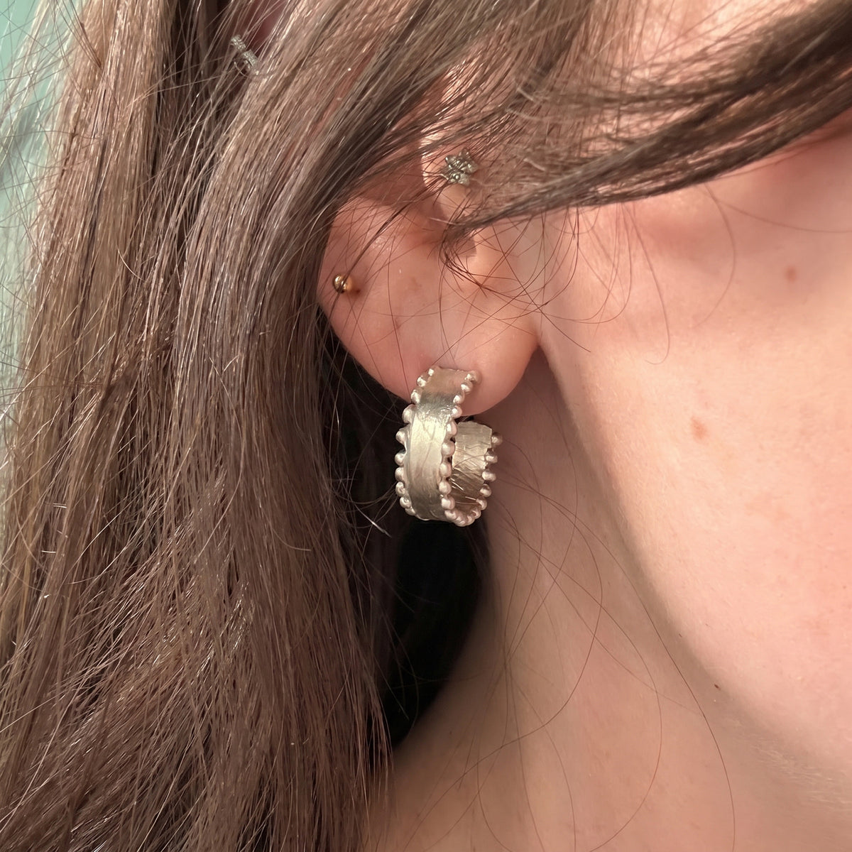 Dotted Wide Band Hoop Earrings
