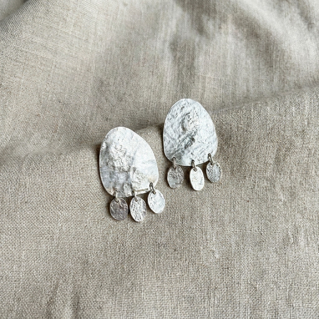 Reticulated Silver Drop Earrings