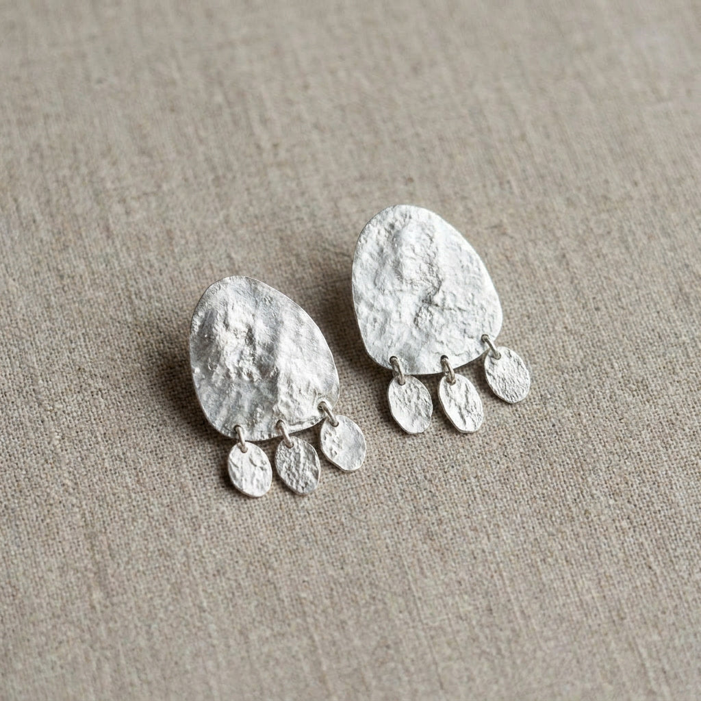 Reticulated Silver Drop Earrings